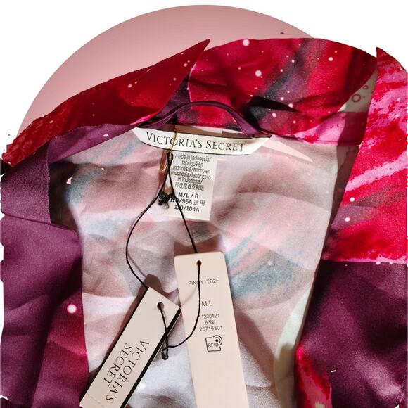 Victoria's Secret NWT Satin Long Wrap Robe Floral Ziggy print Size M/L - Picture 5 of 12